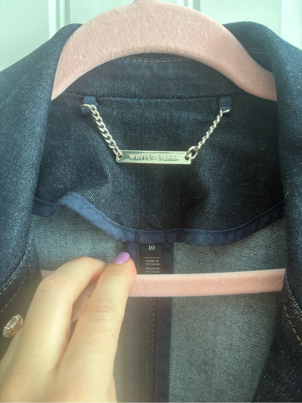 White House Black Market Dark Indigo Denim Blazer - Picture 4 of 5